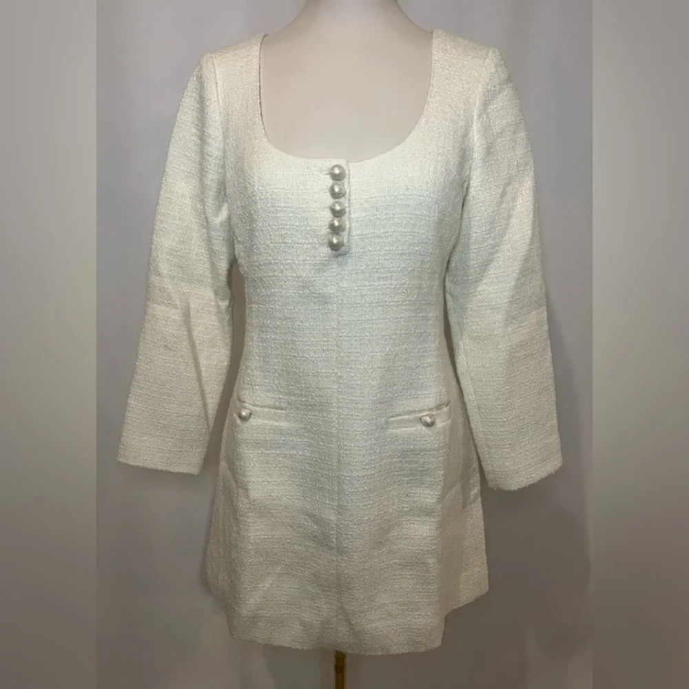 J.Crew Sophia scoopneck dress in tweed in natural
